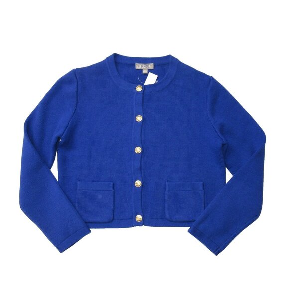 NWT J.Crew Emilie Sweater Lady Jacket in Bright Cobalt Cotton Knit Cardigan XS - Picture 2 of 4